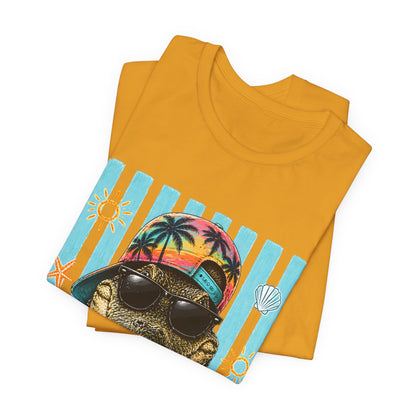 Alligator in Sunglasses Beach Tee — Tropical Summer Graphic T-Shirt