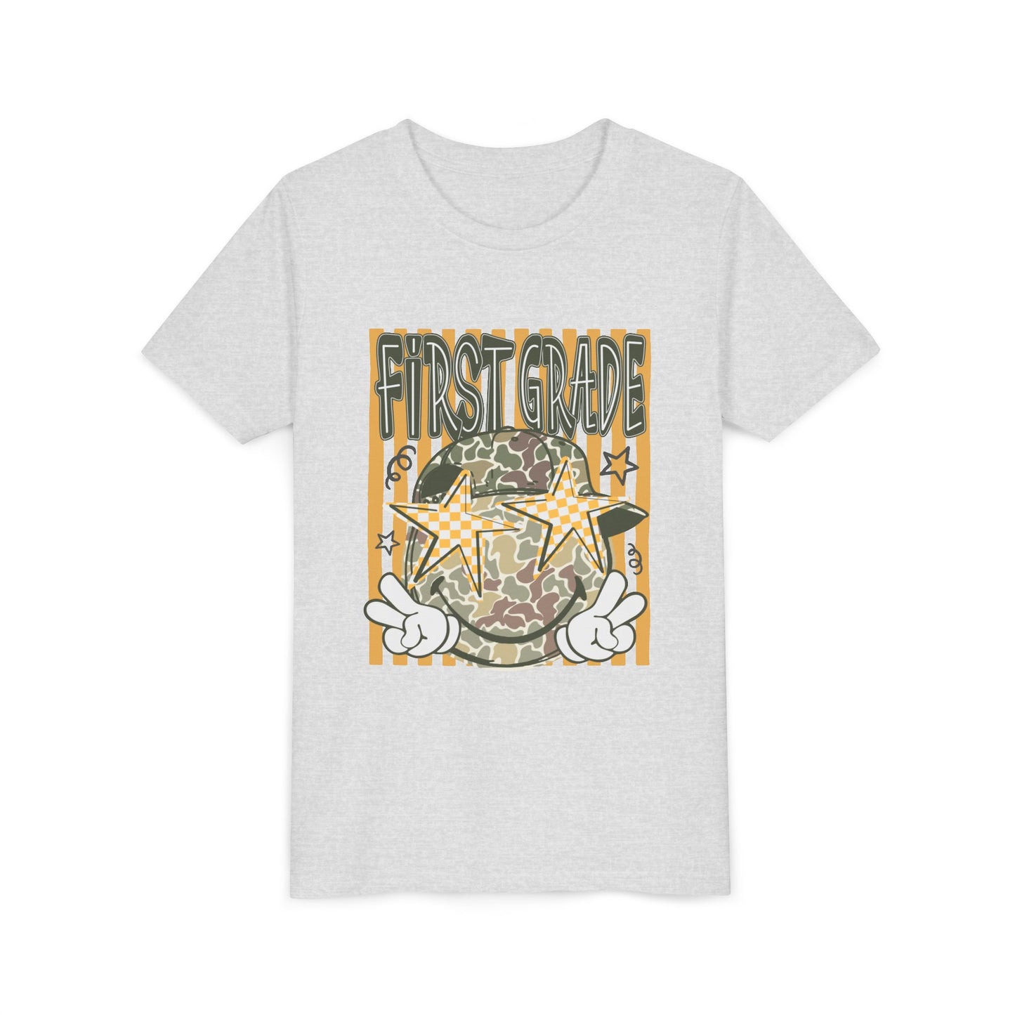 First Grade Camo Stars Youth Tee - Back to School Kids T-Shirt