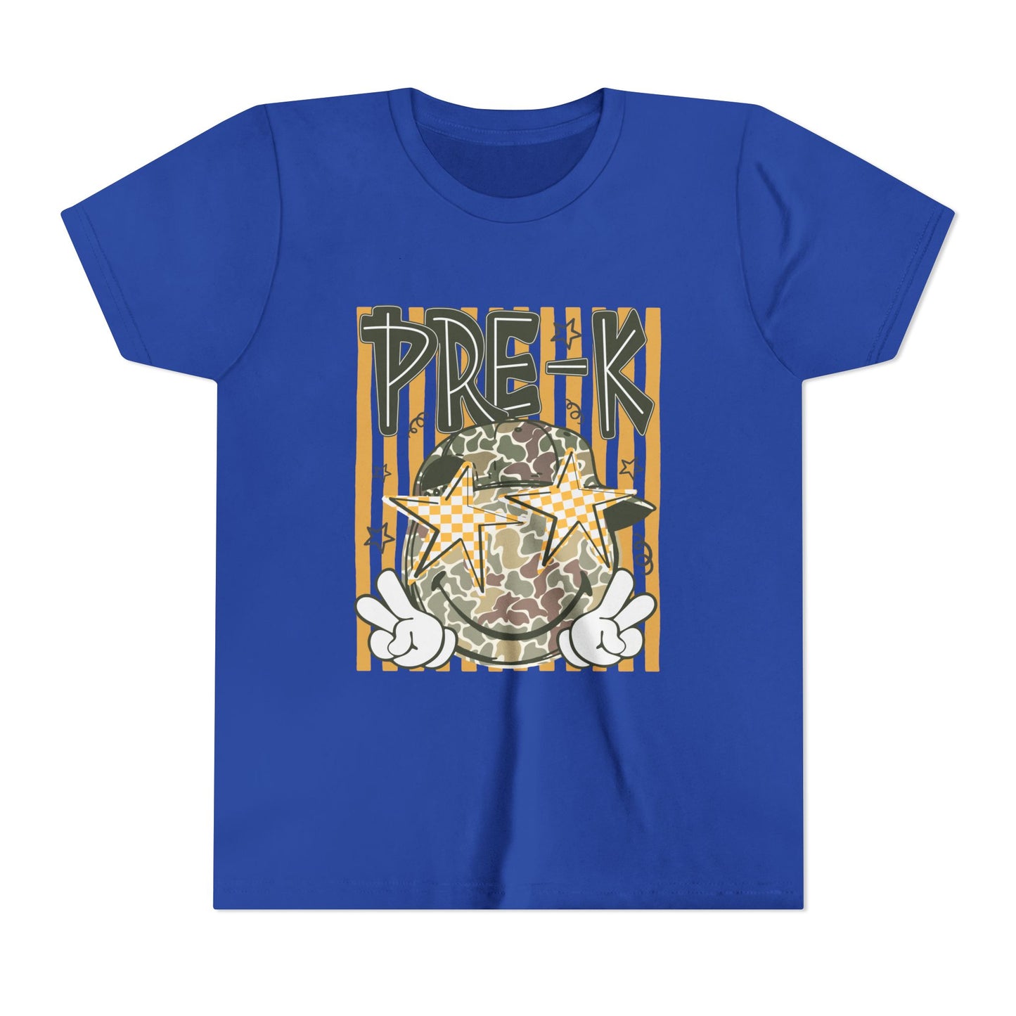 Pre-K Kids Tee — Camo Smiley Star Preschool Shirt for Boys & Girls