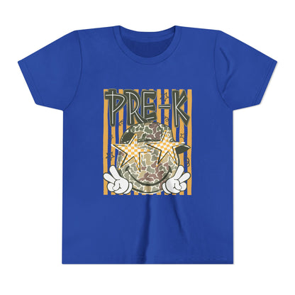 Pre-K Kids Tee — Camo Smiley Star Preschool Shirt for Boys & Girls