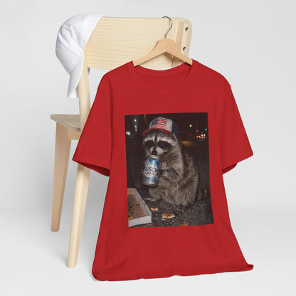 Raccoon Drinking Beer Graphic Tee - Funny Nightlife Animal Shirt