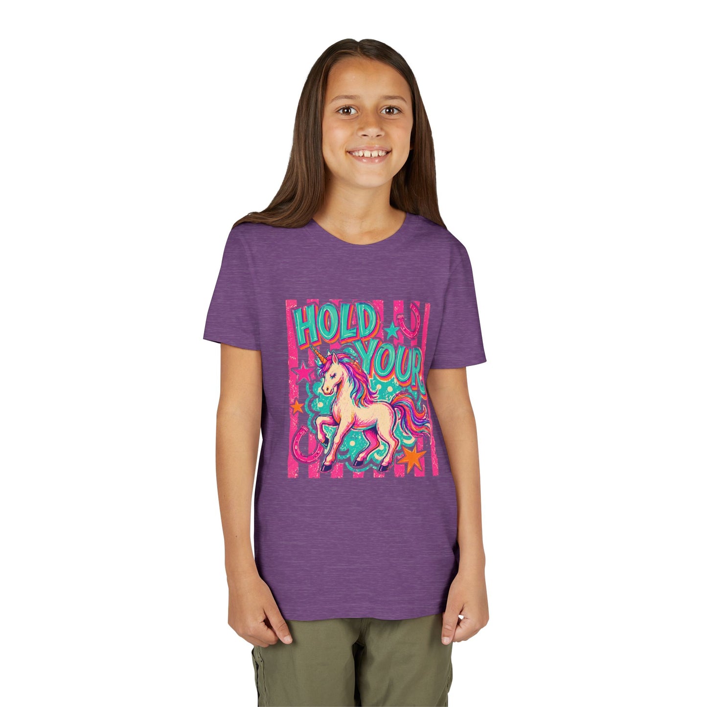 Youth Unicorn Tee "Hold Your" – Colorful Magical Kids T-Shirt