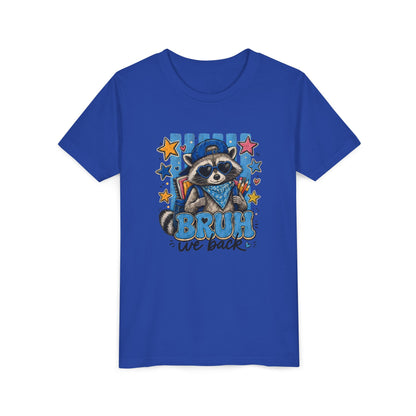 Youth Tee - "Bruh We Back" Raccoon Graphic