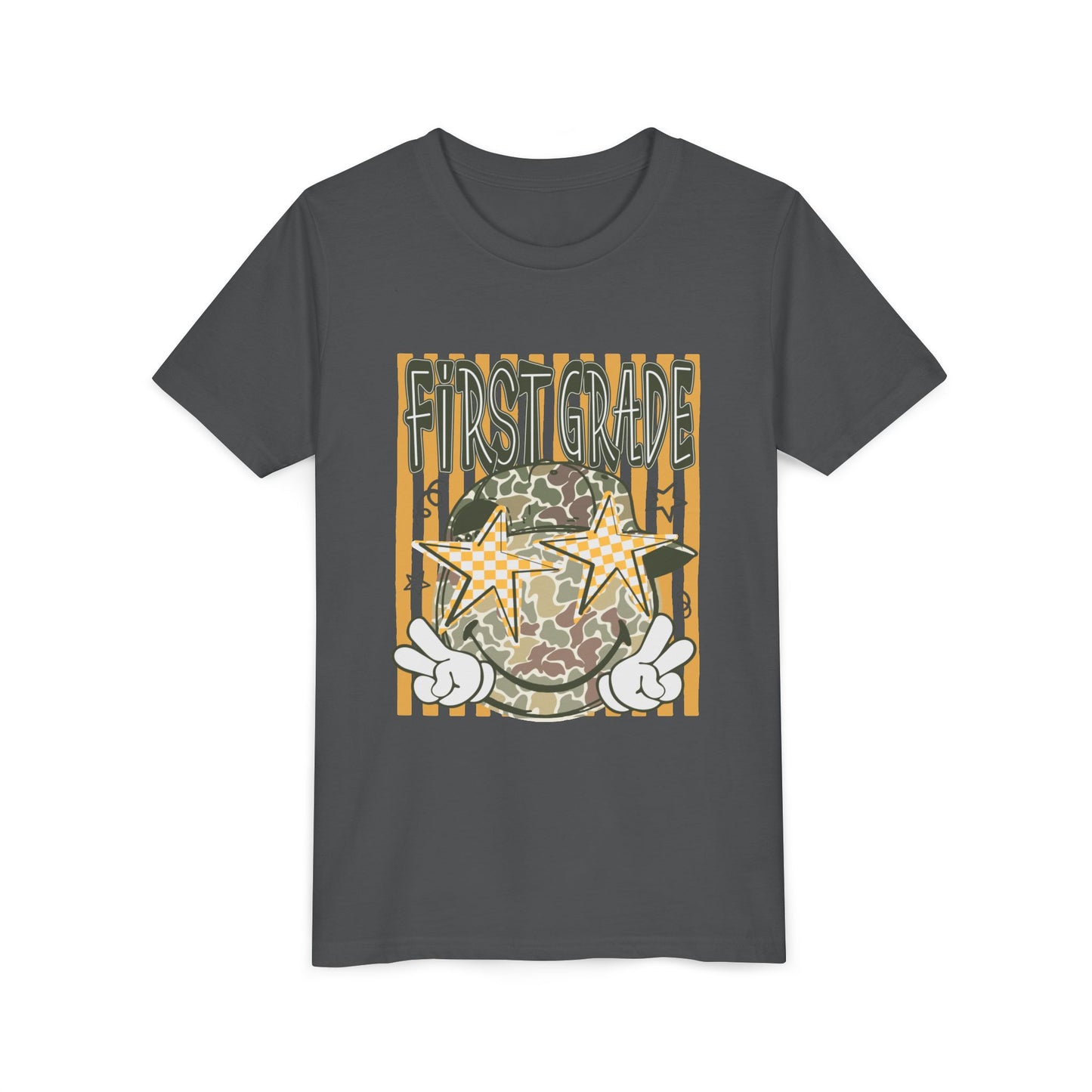 First Grade Camo Stars Youth Tee - Back to School Kids T-Shirt