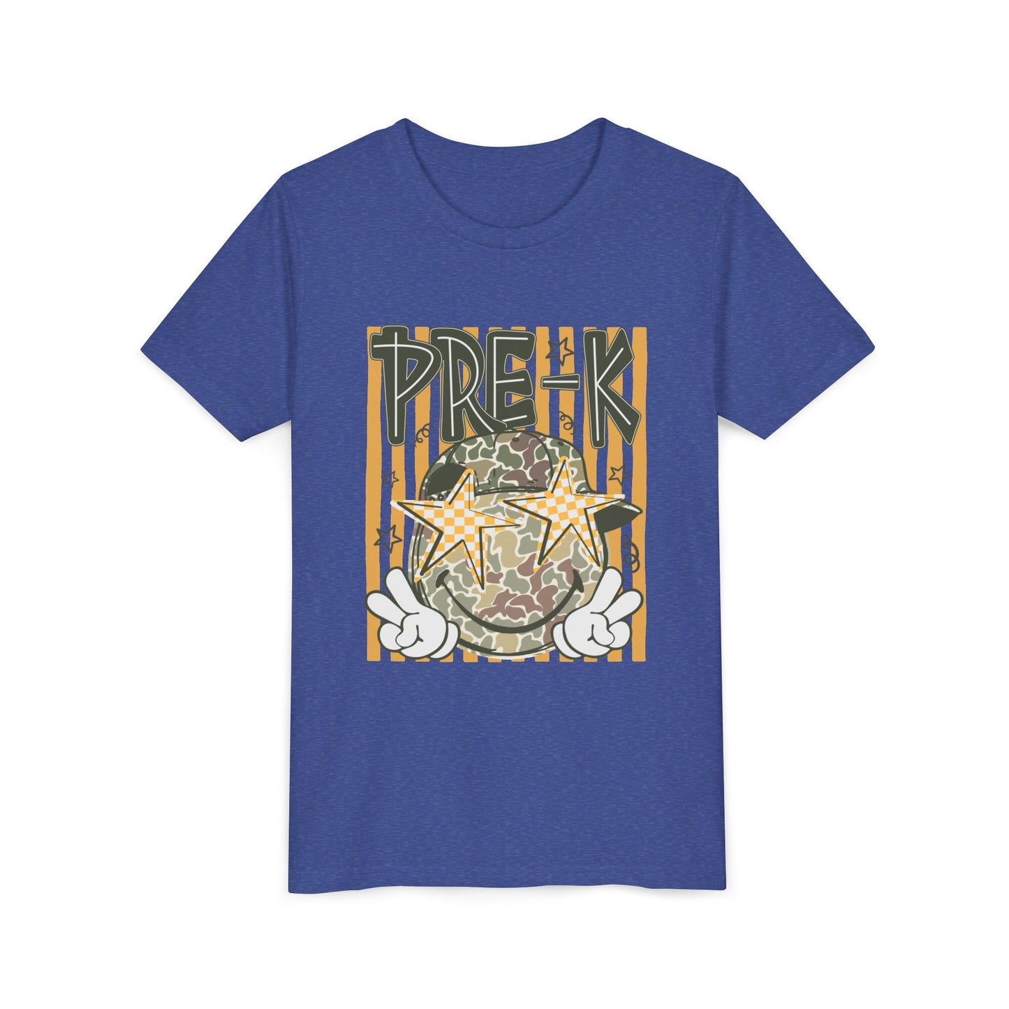 Pre-K Kids Tee — Camo Smiley Star Preschool Shirt for Boys & Girls