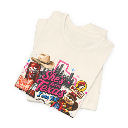 She's From Texas Graphic Tee — Vintage Texas Icons T‑Shirt