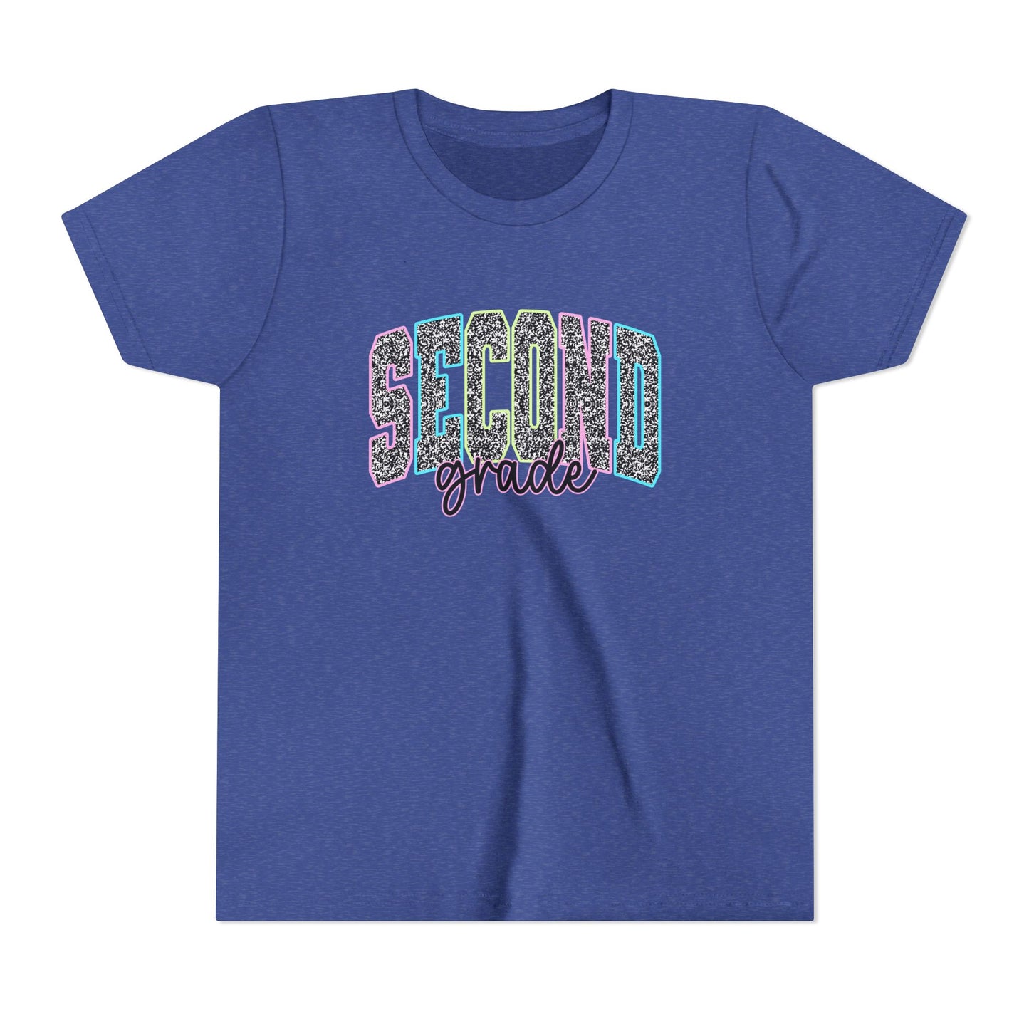 Second Grade Youth T‑Shirt — Colorful Glitter Lettering Back-to-School Tee
