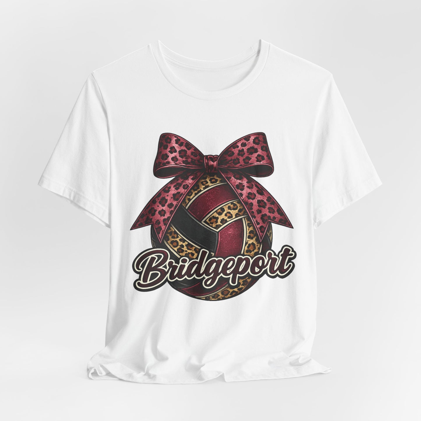 Bridgeport Leopard Volleyball Tee — Pink Bow Volleyball Shirt