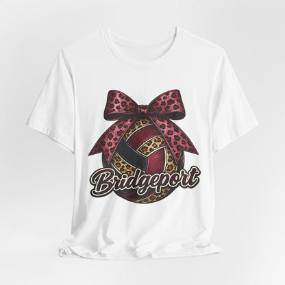 Bridgeport Leopard Volleyball Tee — Pink Bow Volleyball Shirt