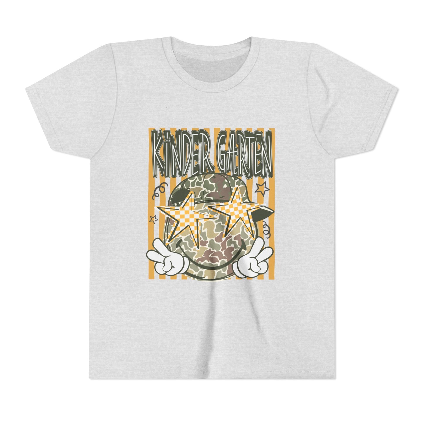 Kindergarten Stars Youth Tee – Camo Globe Graphic Back-to-School Shirt