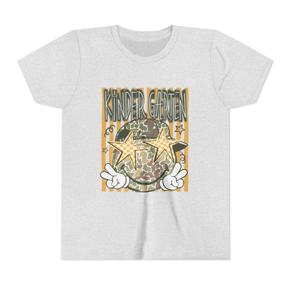Kindergarten Stars Youth Tee – Camo Globe Graphic Back-to-School Shirt