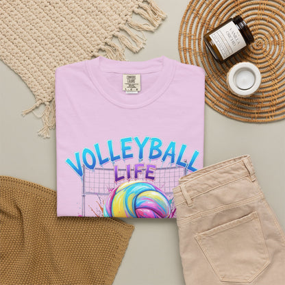 Volleyball Life T-Shirt — Colorful Paint Splash Volleyball Tee