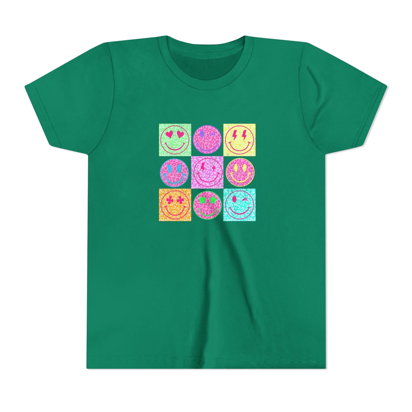 Youth Tee — Colorful Retro Smiley Grid Tee