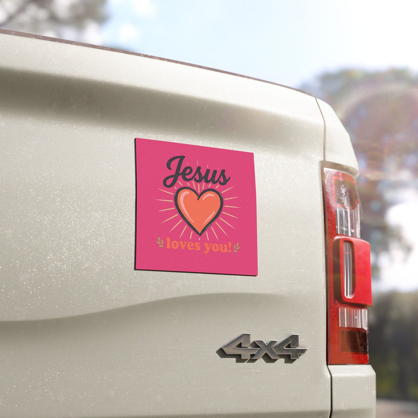 Car Magnet — Jesus Loves You Heart Christian Faith Sticker