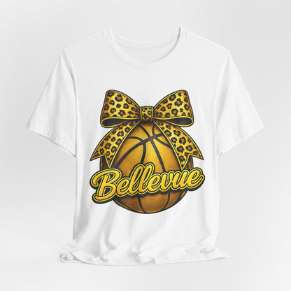 Bellevue Leopard Bow Basketball T-Shirt