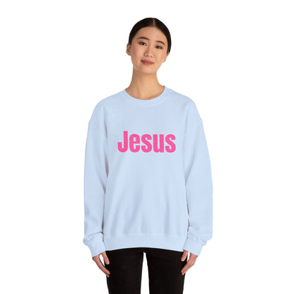 Jesus Pink Glitter Crewneck Sweatshirt
