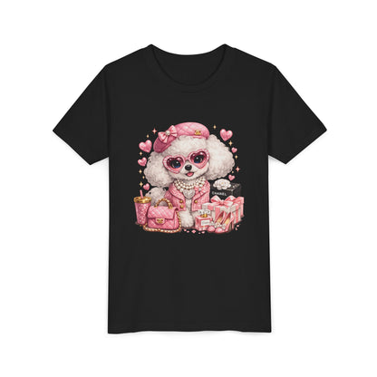 Cute Pink Poodle Fashion Kids Tee – Girly Puppy with Sunglasses & Gifts