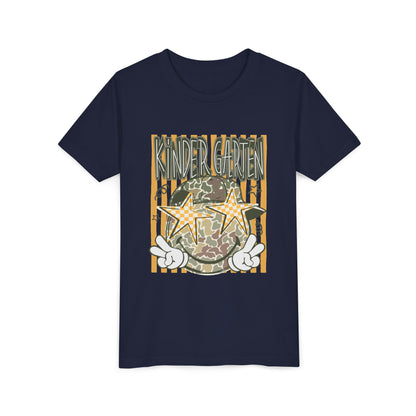 Kindergarten Stars Youth Tee – Camo Globe Graphic Back-to-School Shirt