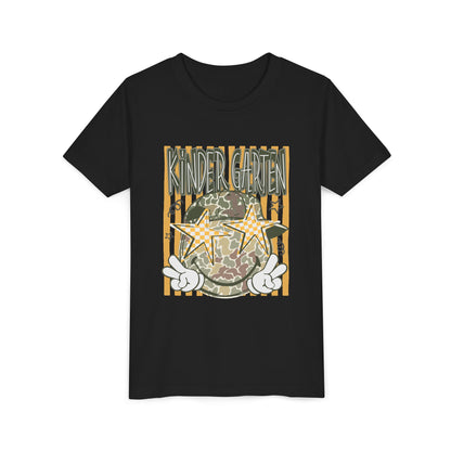 Kindergarten Stars Youth Tee – Camo Globe Graphic Back-to-School Shirt
