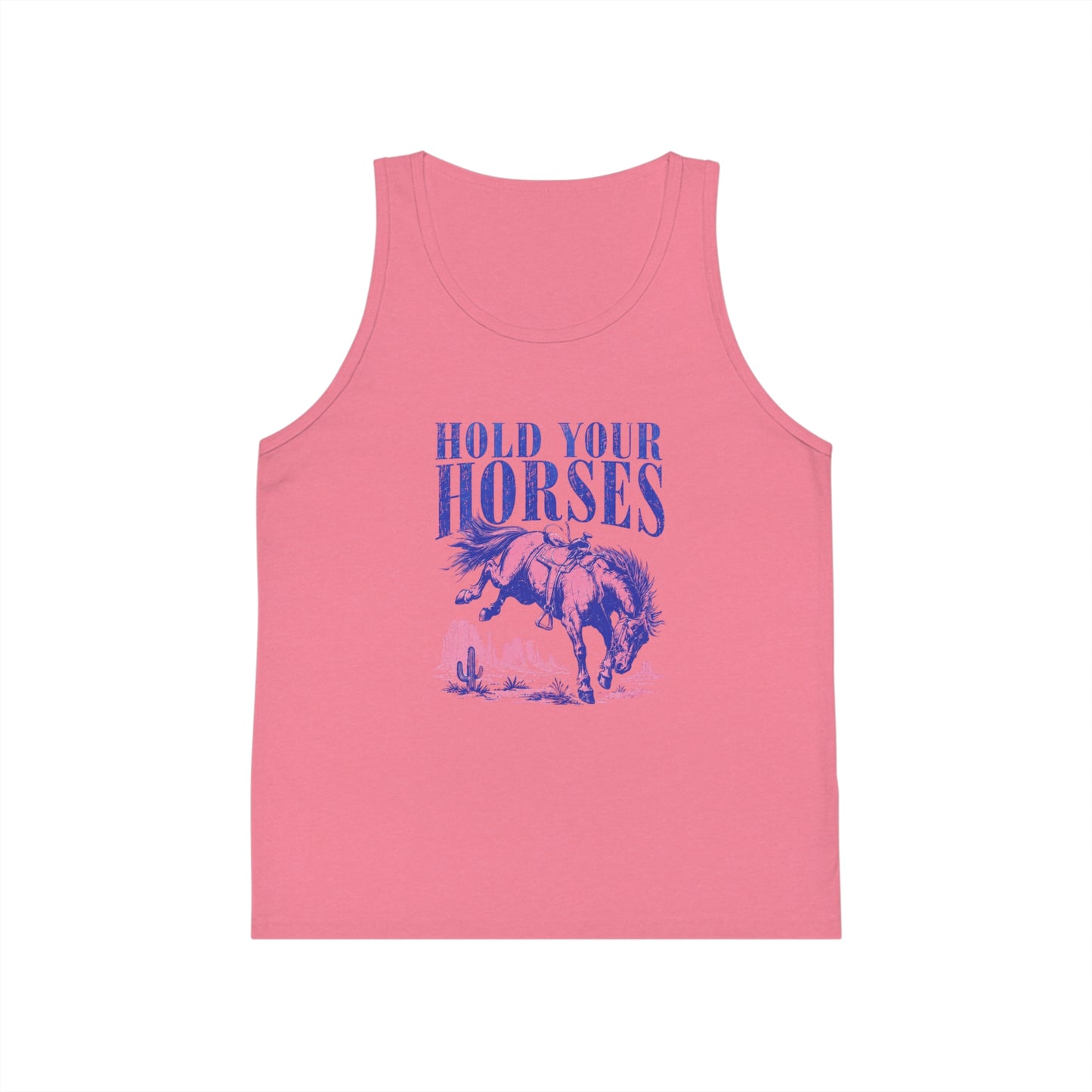 Kid's Tank Top — "Hold Your Horses" Vintage Rodeo Horse Graphic