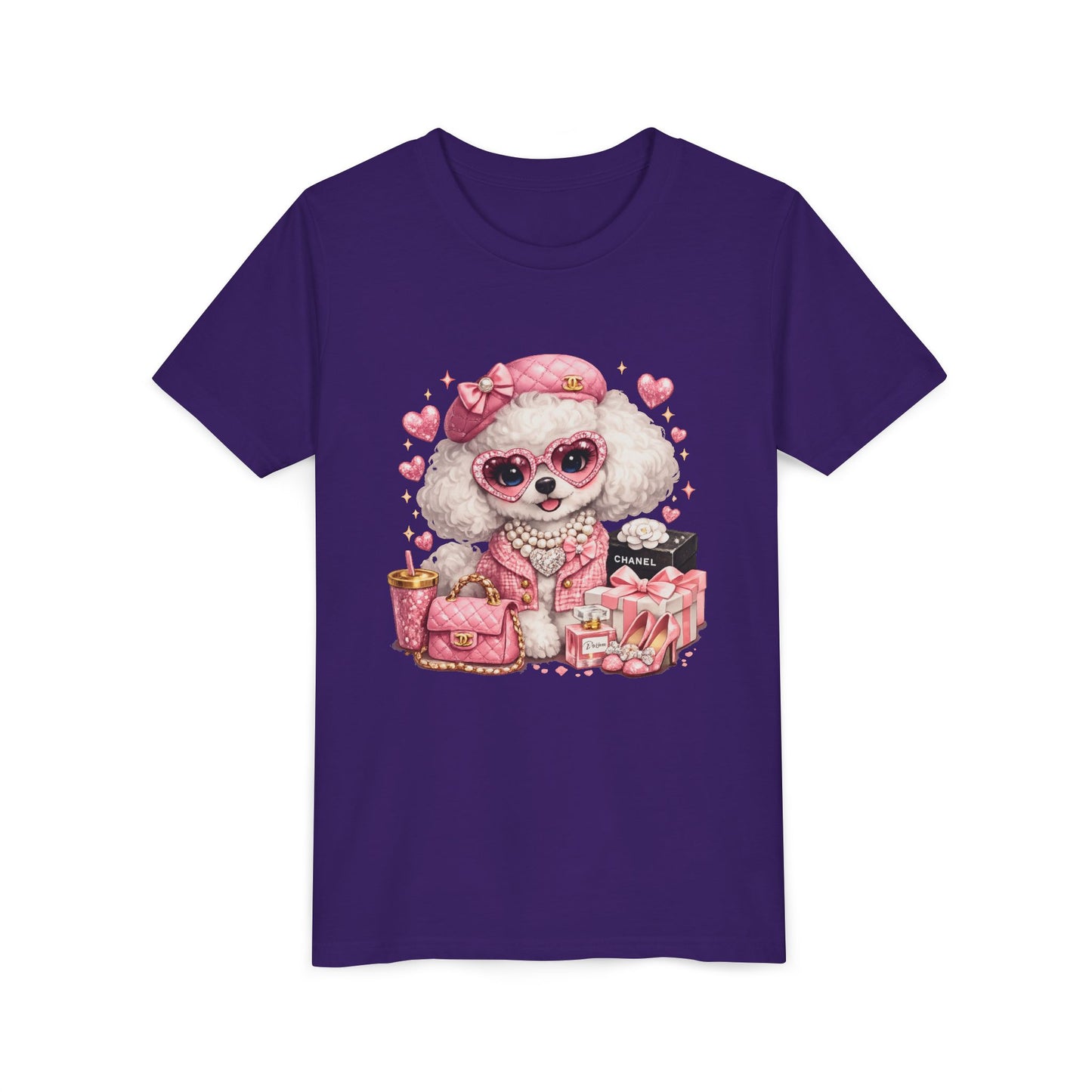 Cute Pink Poodle Fashion Kids Tee – Girly Puppy with Sunglasses & Gifts