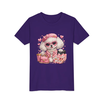 Cute Pink Poodle Fashion Kids Tee – Girly Puppy with Sunglasses & Gifts