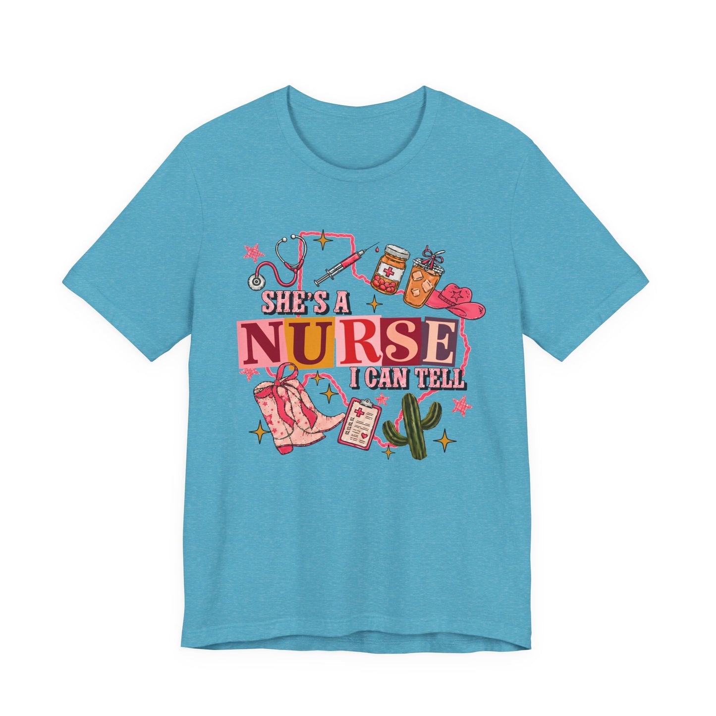 She's a Nurse I Can Tell T-Shirt — Cute Pink Nurse Graphic Tee for Nurses