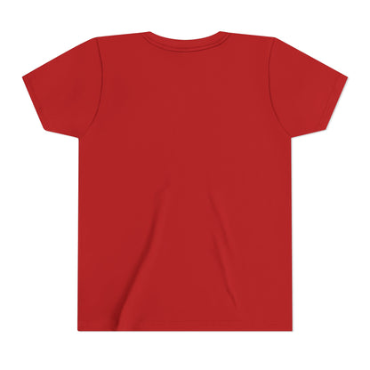 Patriotic Highland Cow Youth Tee — American Flag Bow & Heart Sunglasses