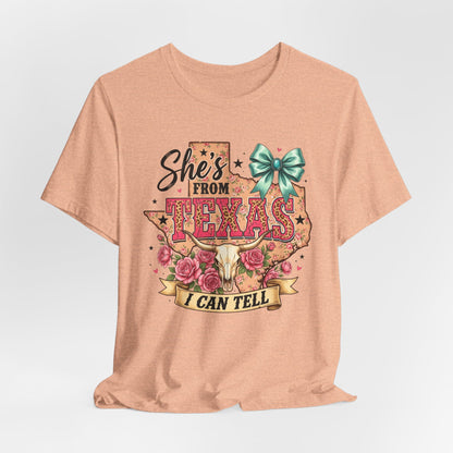 She's From Texas Tee – Floral Cowgirl State Pride T-Shirt