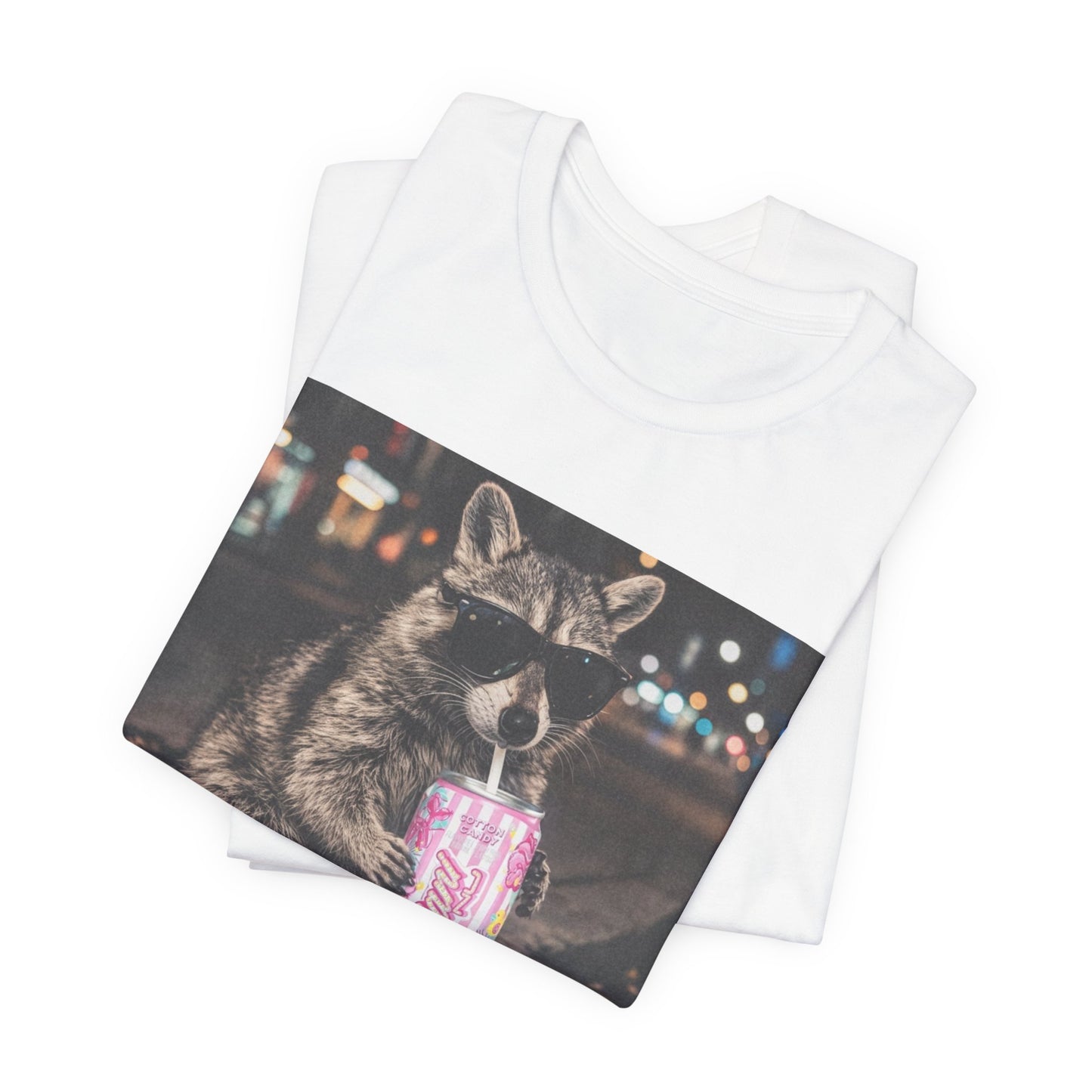 Raccoon Drinking Soda T-Shirt — Funny Urban Nightlife Graphic Tee