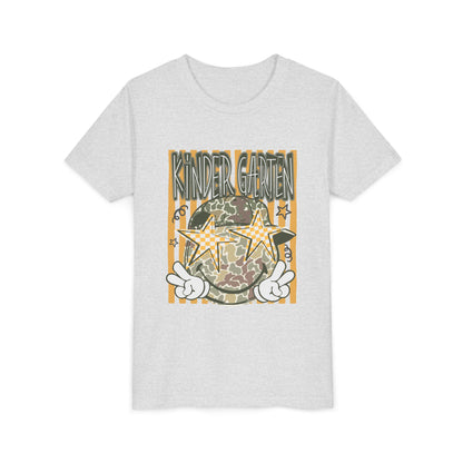 Kindergarten Stars Youth Tee – Camo Globe Graphic Back-to-School Shirt