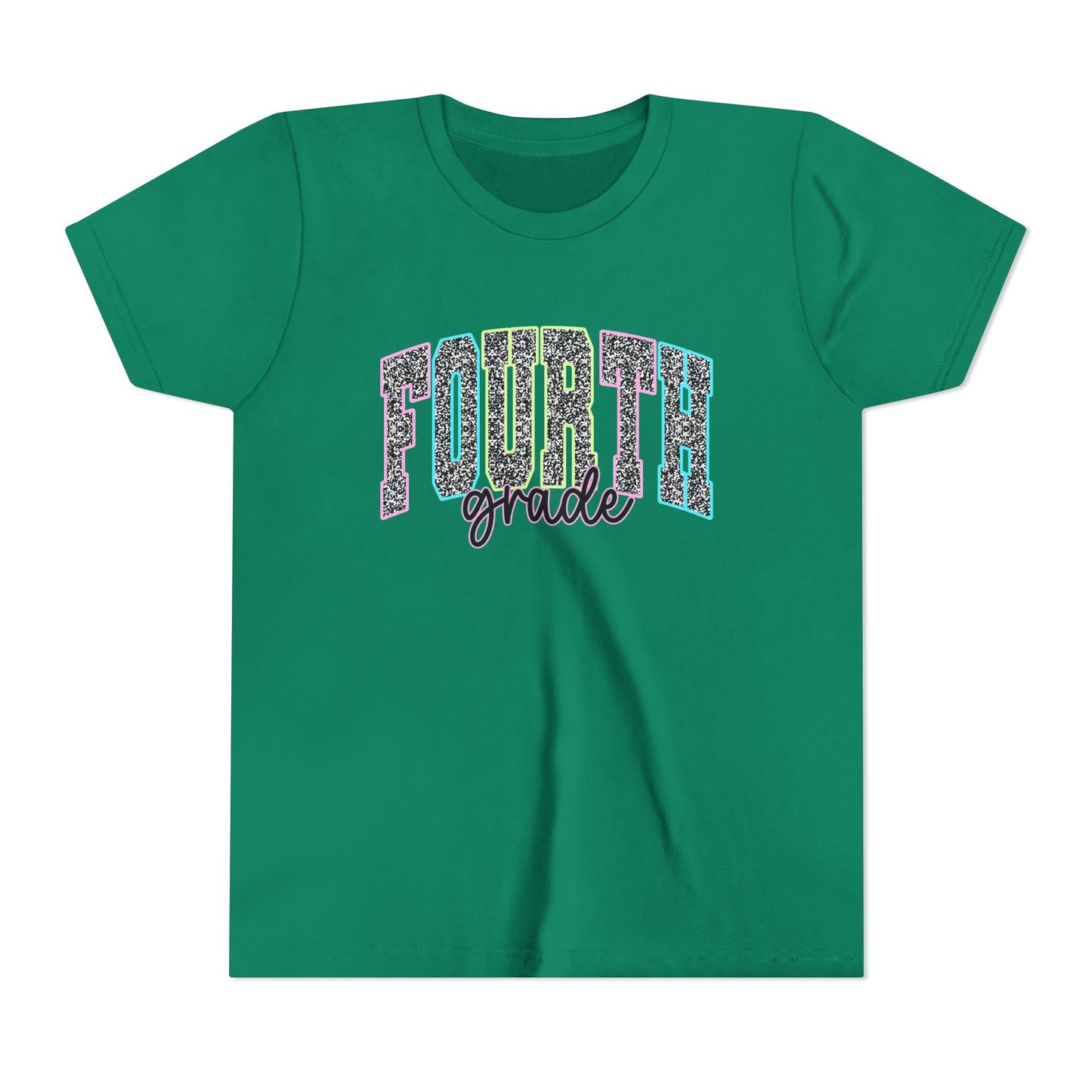 Fourth Grade Youth Tee — Colorful Glitter School Shirt for Kids