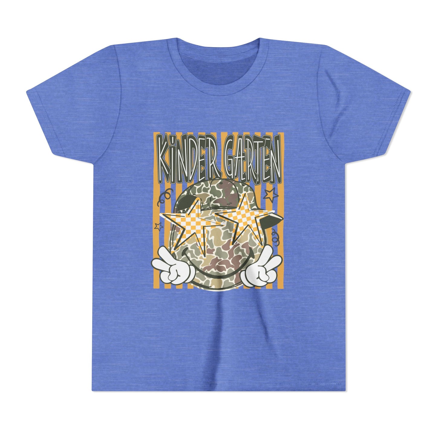 Kindergarten Stars Youth Tee – Camo Globe Graphic Back-to-School Shirt
