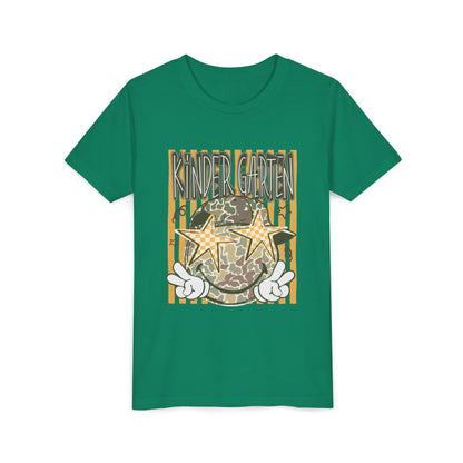 Kindergarten Stars Youth Tee – Camo Globe Graphic Back-to-School Shirt
