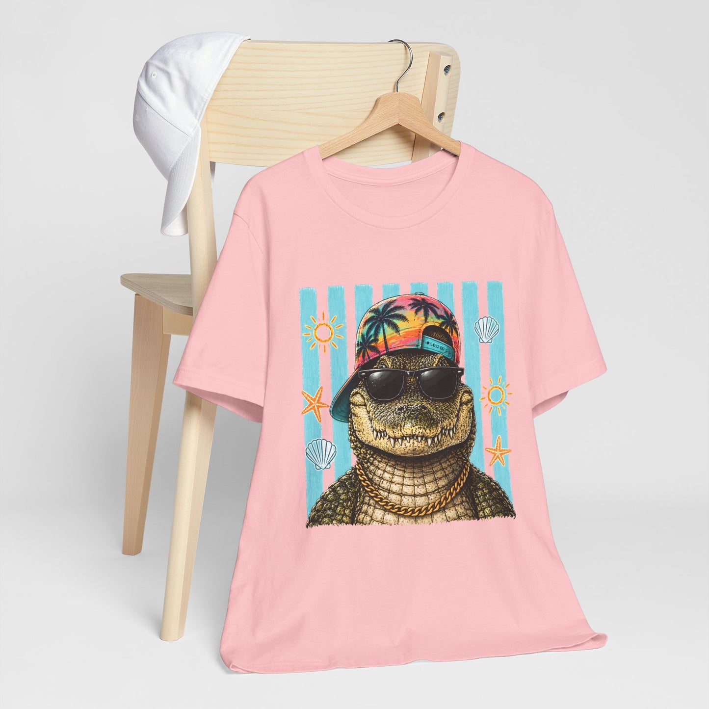 Alligator in Sunglasses Beach Tee — Tropical Summer Graphic T-Shirt