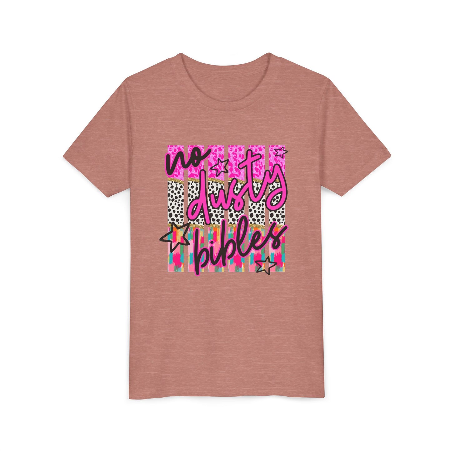 Youth Tee — "No Days Off" Colorful Leopard & Tie-Dye Graphic