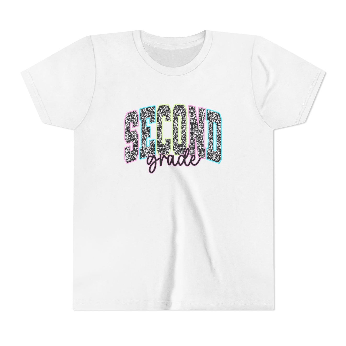 Second Grade Youth T‑Shirt — Colorful Glitter Lettering Back-to-School Tee
