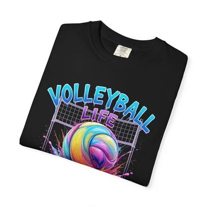 Volleyball Life T-Shirt — Colorful Paint Splash Volleyball Tee