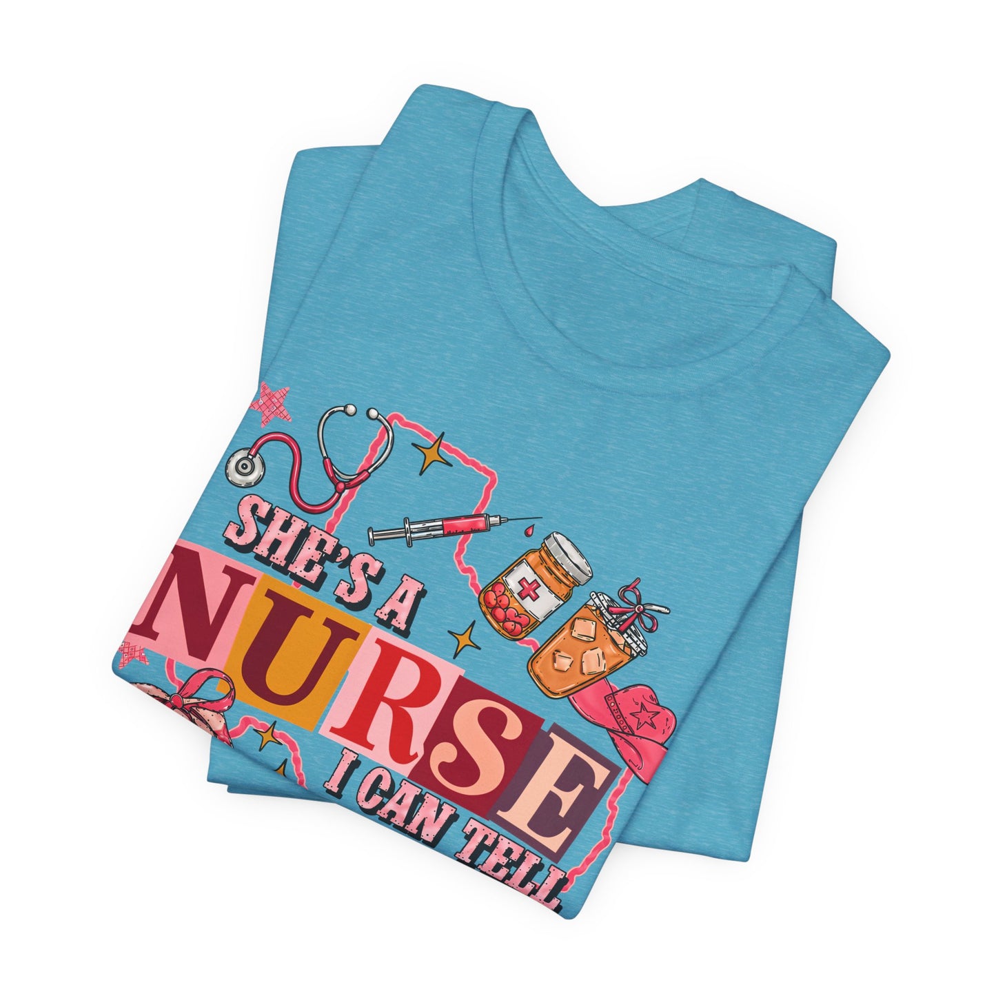 She's a Nurse I Can Tell T-Shirt — Cute Pink Nurse Graphic Tee for Nurses