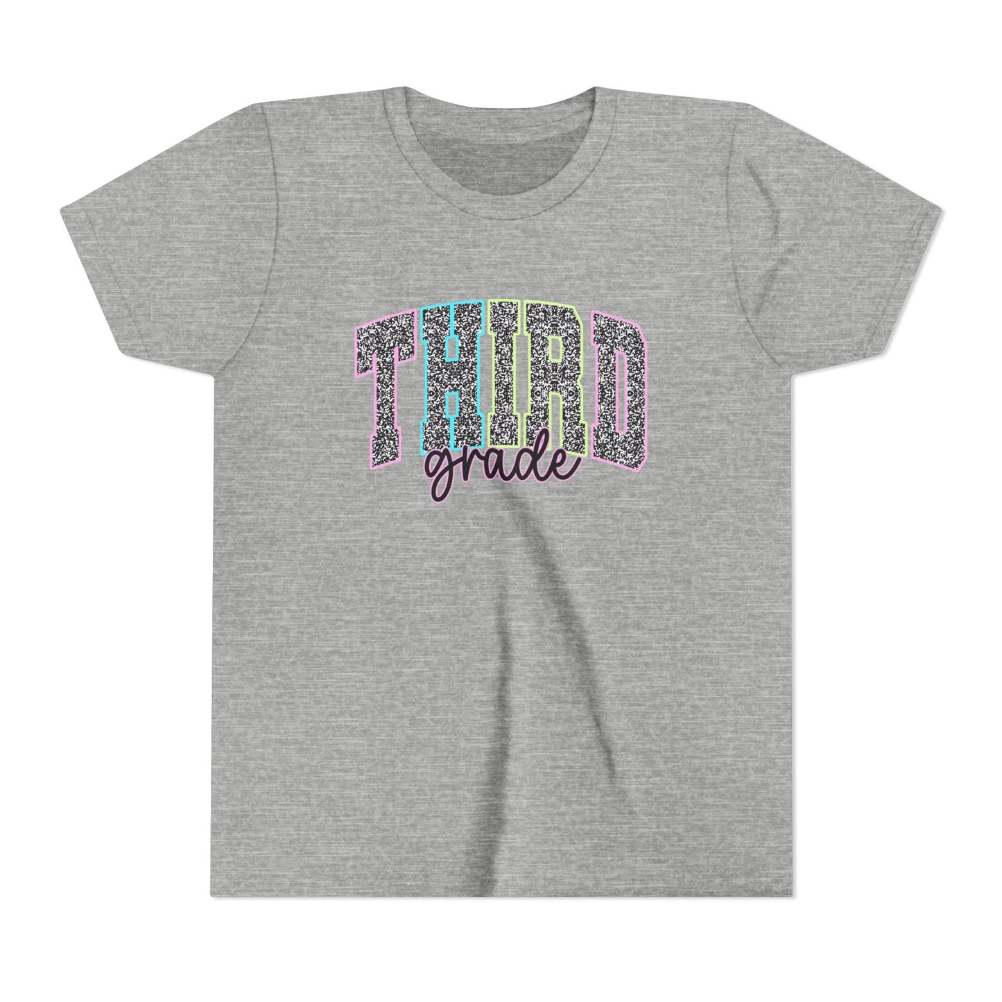 Third Grade Youth T-Shirt — Glitter Varsity Back-to-School Tee