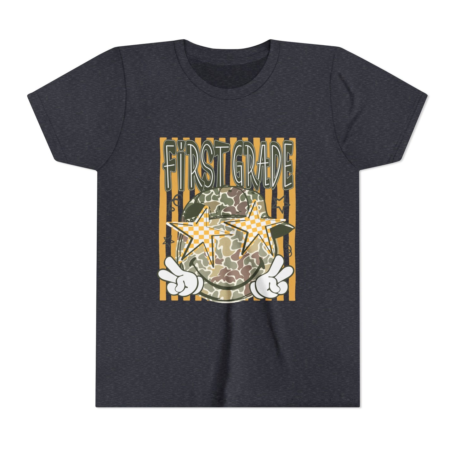 First Grade Camo Stars Youth Tee - Back to School Kids T-Shirt