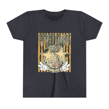 First Grade Camo Stars Youth Tee - Back to School Kids T-Shirt