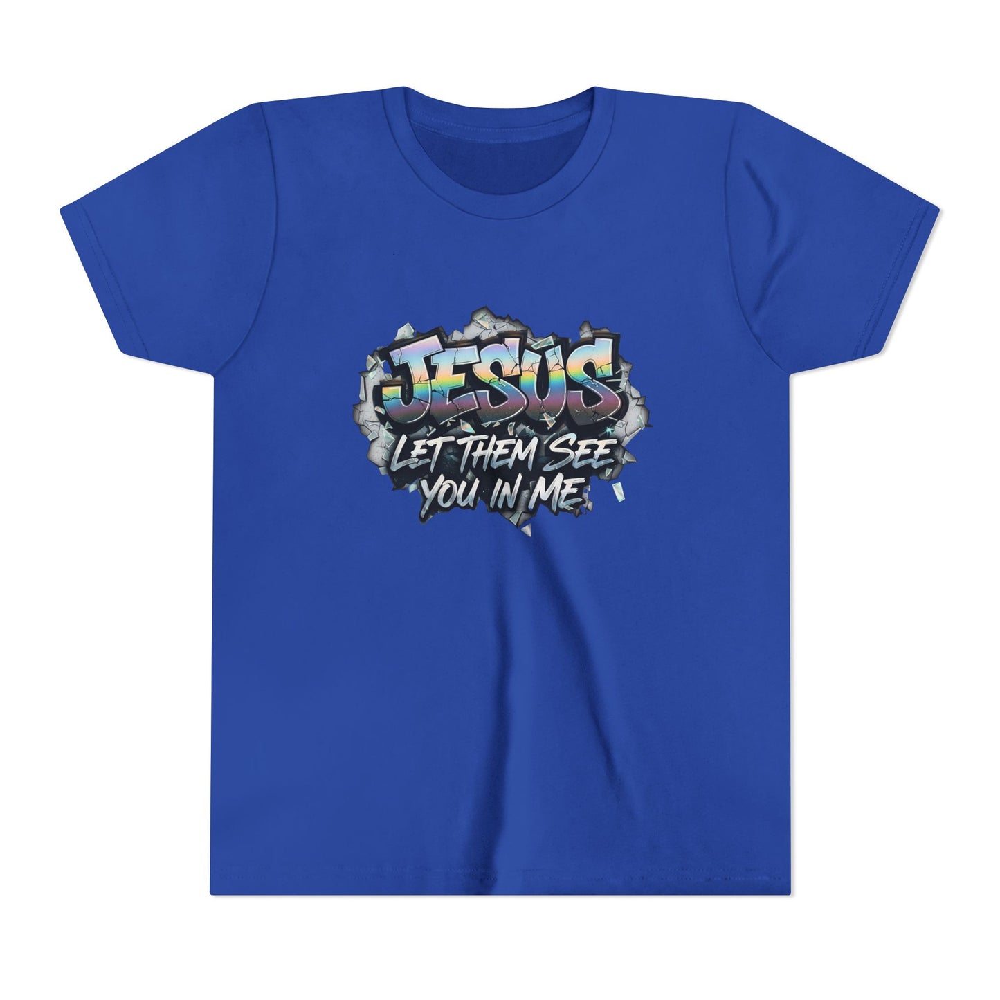 Youth Tee — 'Jesus Let Them See You In Me' Graffiti Christian Shirt