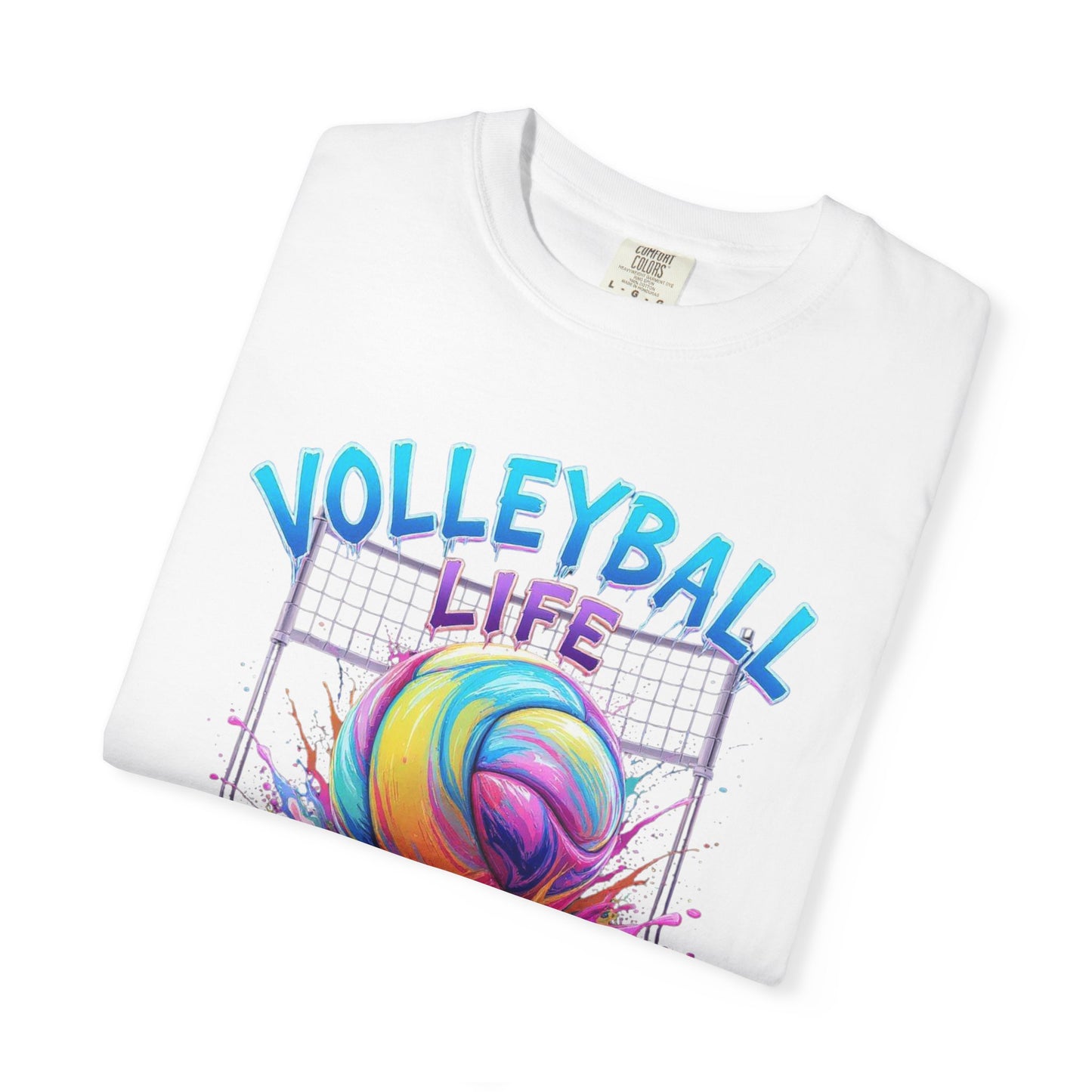 Volleyball Life T-Shirt — Colorful Paint Splash Volleyball Tee