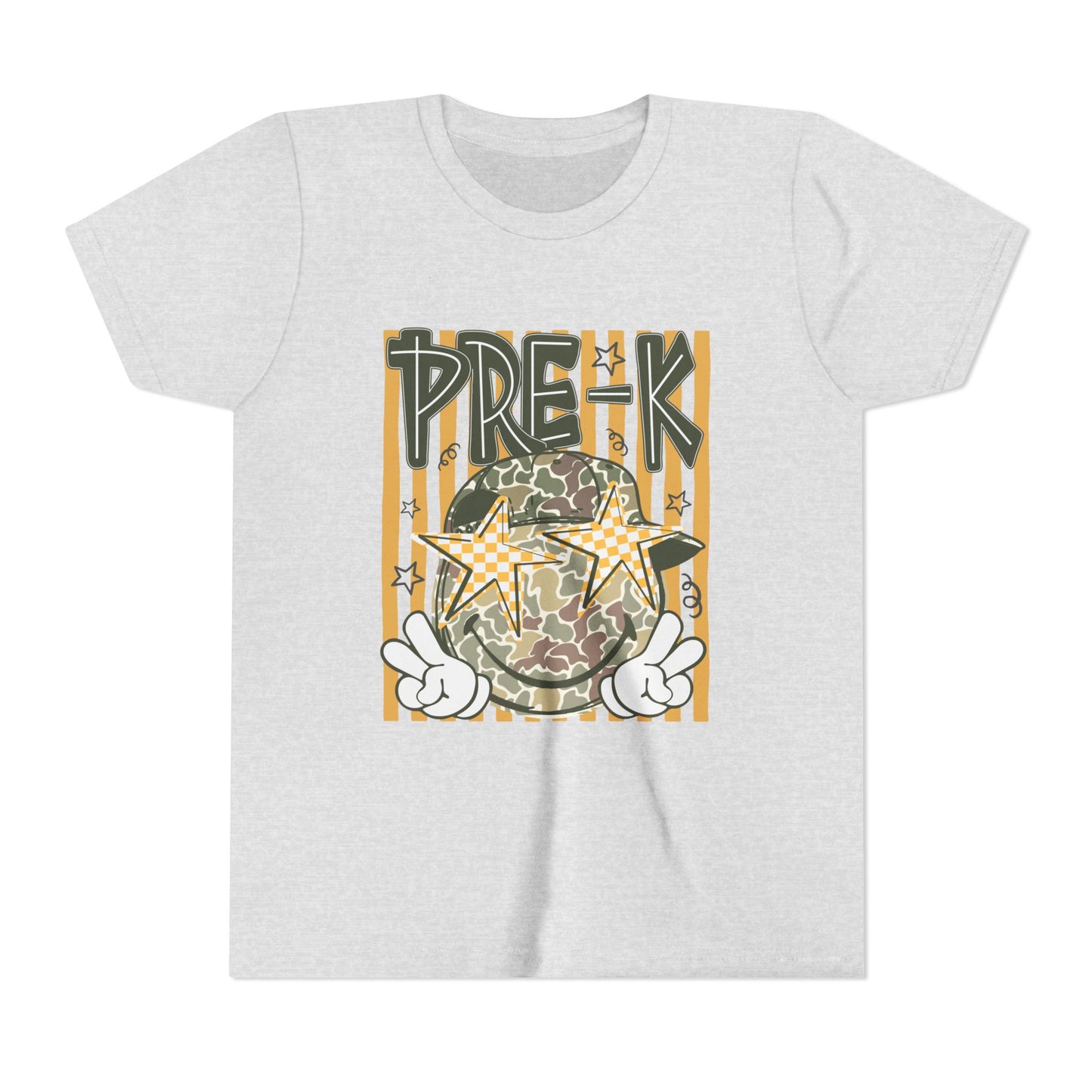 Pre-K Kids Tee — Camo Smiley Star Preschool Shirt for Boys & Girls