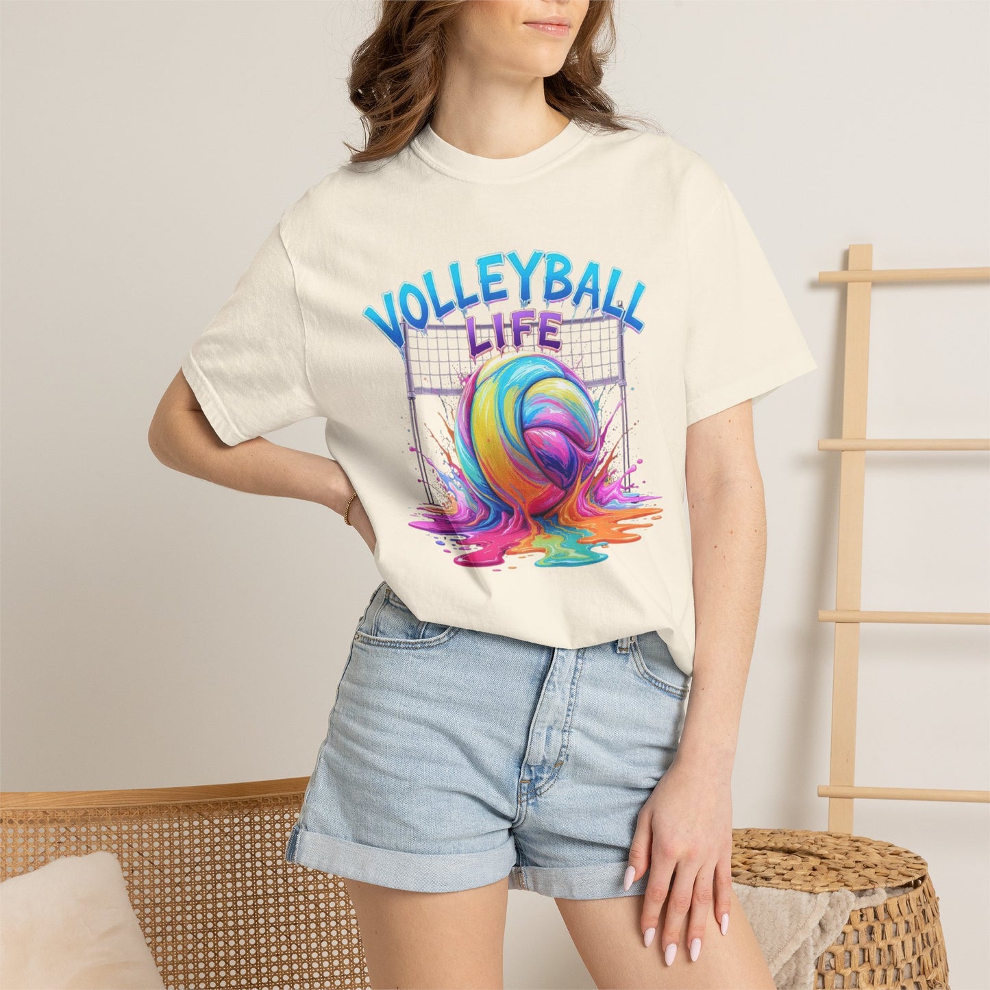 Volleyball Life T-Shirt — Colorful Paint Splash Volleyball Tee