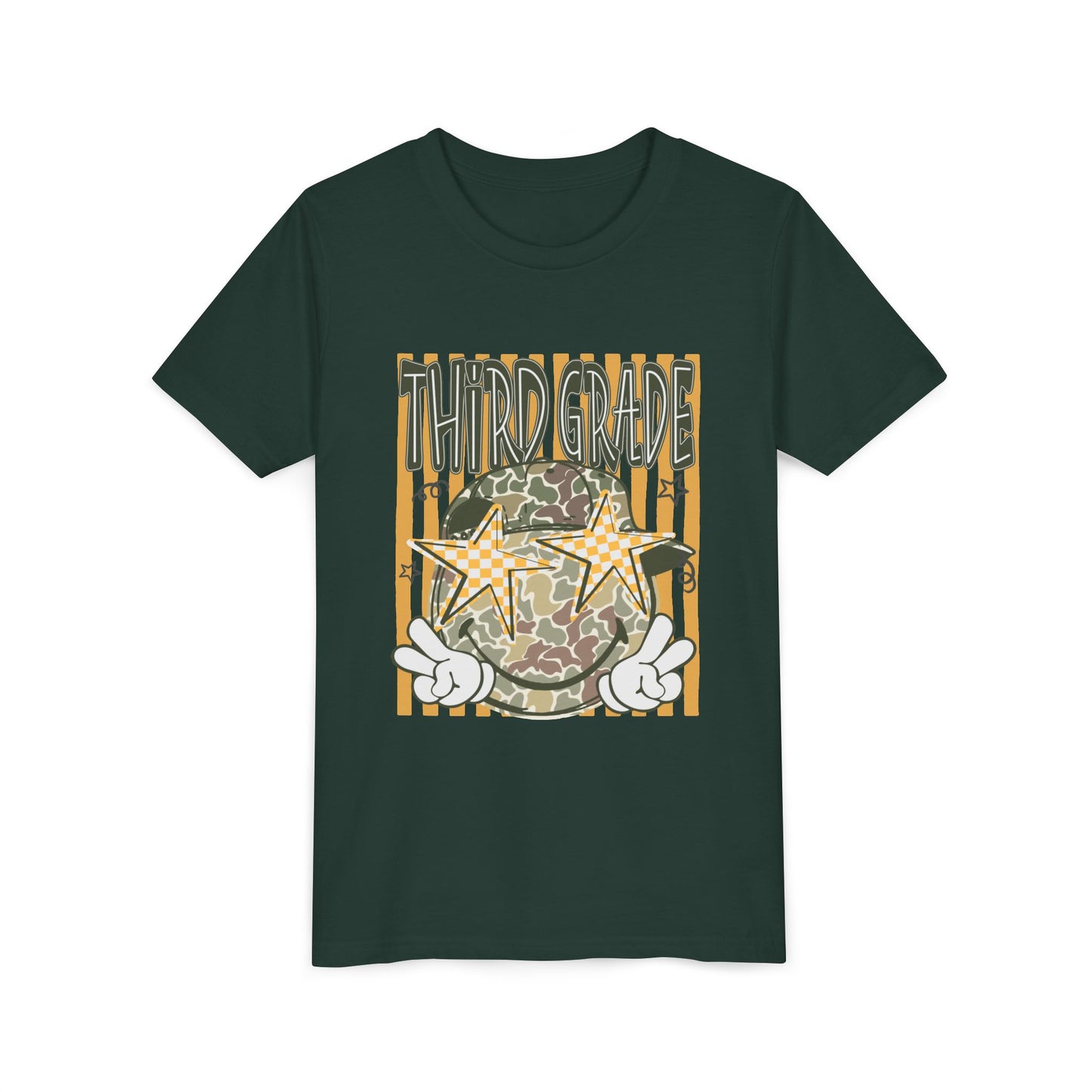 Third Grade Camo Star Youth T-Shirt – Fun Back-to-School Tee for Kids