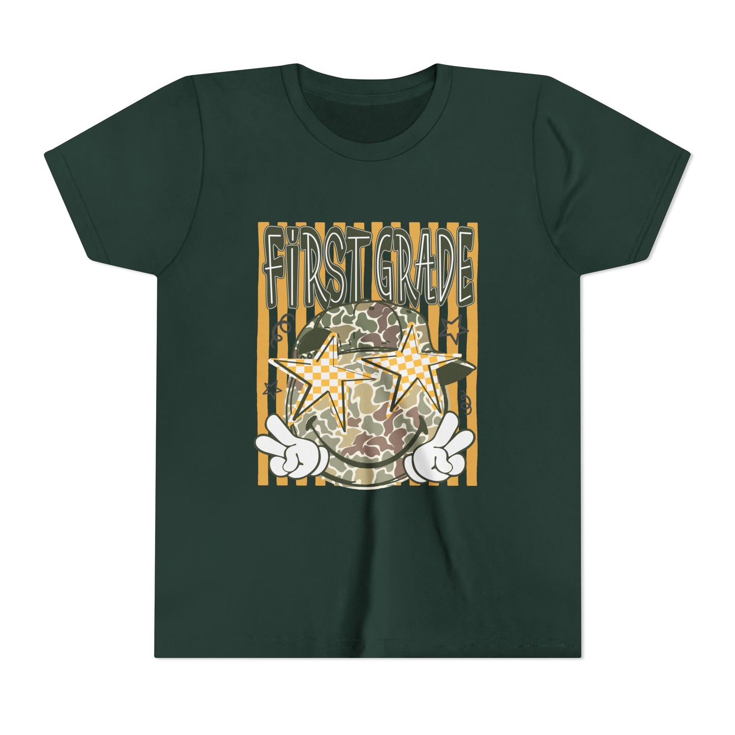 First Grade Camo Stars Youth Tee - Back to School Kids T-Shirt