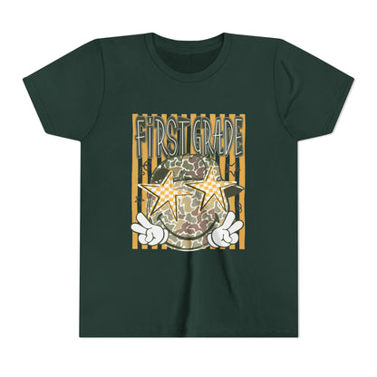 First Grade Camo Stars Youth Tee - Back to School Kids T-Shirt