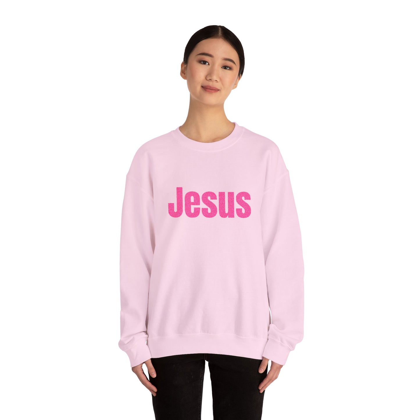 Jesus Pink Glitter Crewneck Sweatshirt